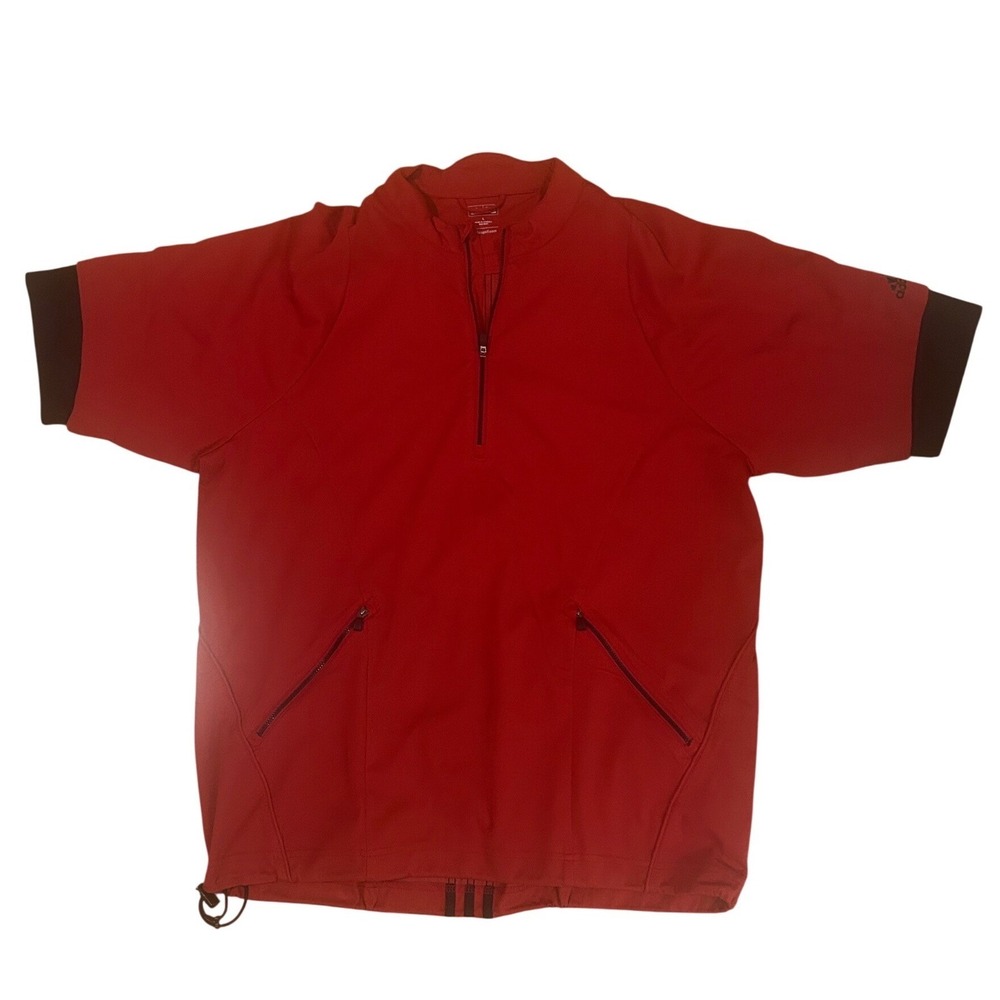Adidas Golf Mens ClimaProof Short Sleeve Wind Shirt Pullover Jacket Red P16597 L